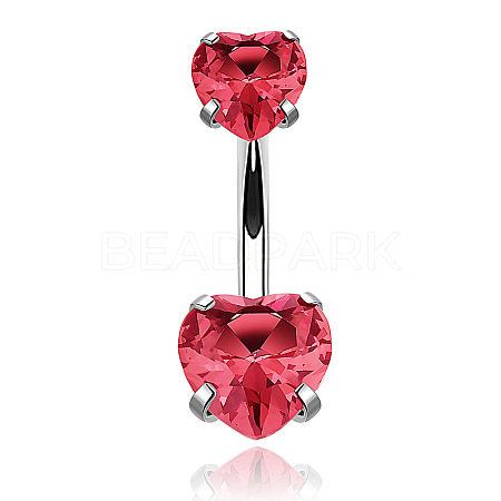 Heart Cubic Zirconia Belly Button Rings WG98059-02-1
