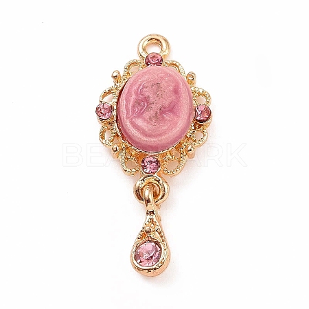 Alloy Cameo Oval Resin Pendants ENAM-M055-38G-01-1