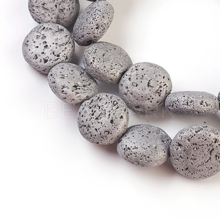 Electroplated Natural Lava Rock Bead Strands G-E497-B-01-1
