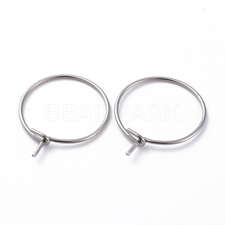 316 Surgical Stainless Steel Hoop Earring Findings STAS-J025-01A-P-1