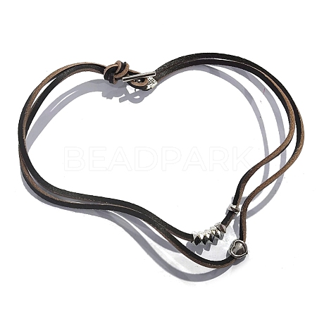 Bohemian Style Heart Alloy Pendant Imitation Leather Cord Double Layer Necklaces FS-WG24C6C-01-1