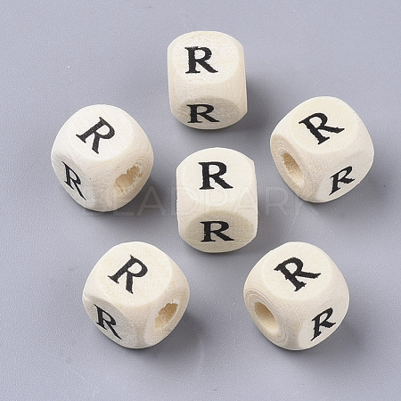 Printed Natural Wood Beads WOOD-T026-001R-1
