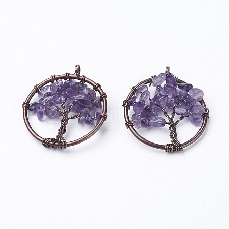 Natural Amethyst Pendants G-E419-03R-1