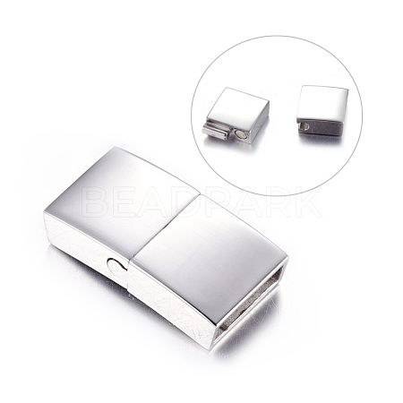 Tarnish Resistant 304 Stainless Steel Magnetic Clasps with Glue-in Ends STAS-I011-04-1