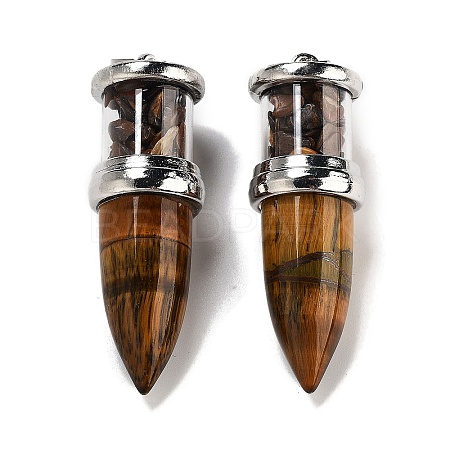 Natural Tiger Eye Pointed Big Pendants G-B077-02P-04-1