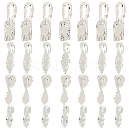 24Pcs 4 Style Rack Plating Brass Glue-on Flat Pad Bails KK-SC0004-50-1