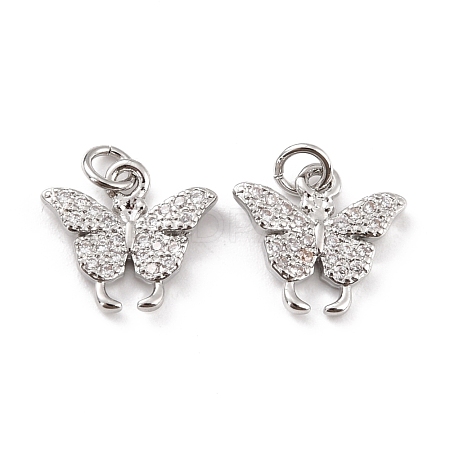 Brass Micro Pave Cubic Zirconia Pendants ZIRC-P091-15P-RS-1