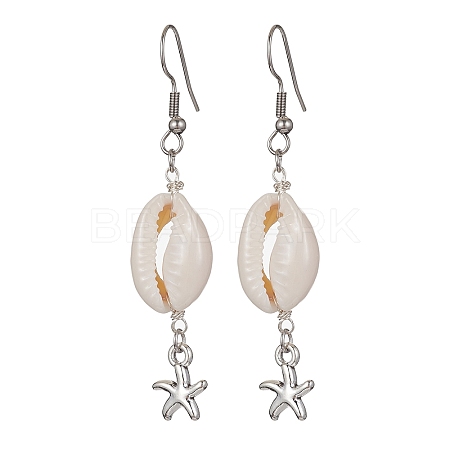 Natural Shell Dangle Earrings EJEW-JE05441-01-1