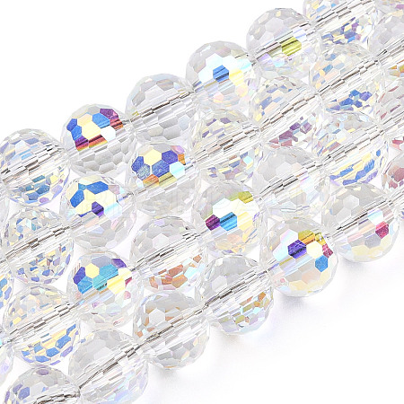 Transparent Electroplate Glass Bead Strands EGLA-TAC0003-04L-1