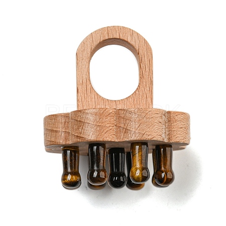 Natural Tiger Eye Scalp Massager AJEW-G058-02E-1