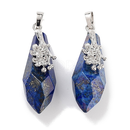 Natural Lapis Lazuli Faceted Teardrop Pendants G-Q163-04P-02-1