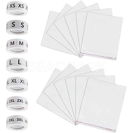 Olycraft 7 Rolls 7 Styles Paper Self-Adhesive Clothing Size Labels Sticker Rolls DIY-OC0004-34-1