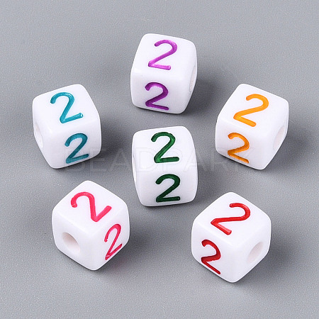 Opaque Acrylic European Large Hole Beads SACR-N020-01A-03-1