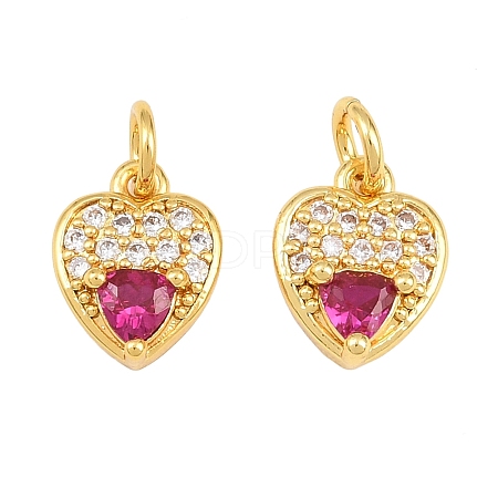 Brass Micro Pave Medium Violet Red Cubic Zirconia Charms CU-CBAB3AD-09G-01-1