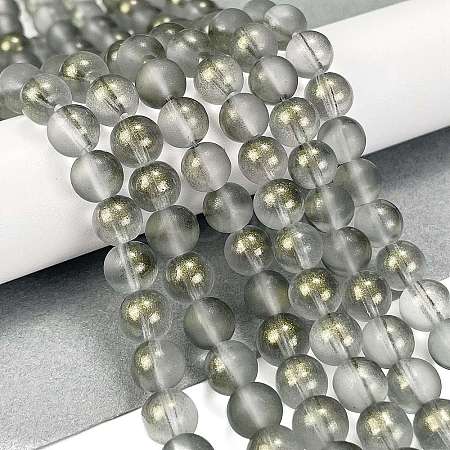 Frosted Transparent Glass Bead Strands X1-GLAA-P065-8mm-12-1