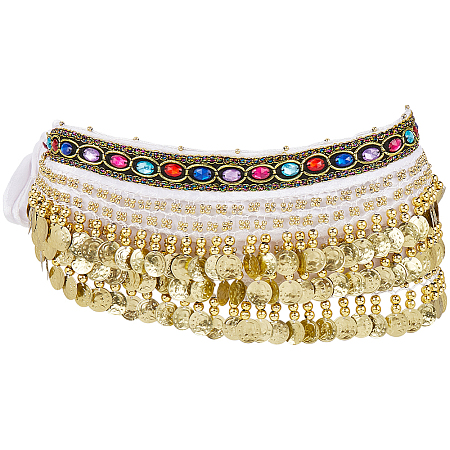 Golden Alloy Three Layers Flat Round Waist Belt AJEW-WH20002-09B-1