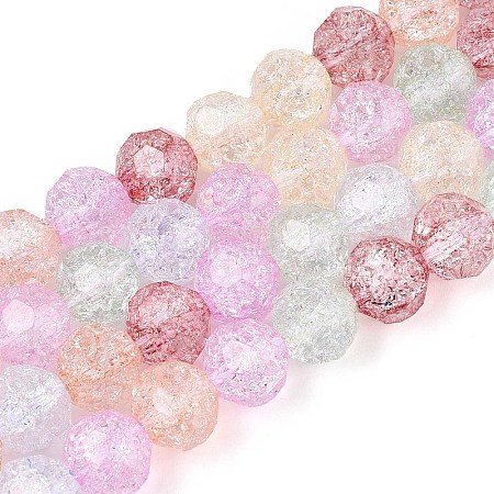 Transparent Crackle Glass Beads Strands GLAA-N053-10mm-01-1
