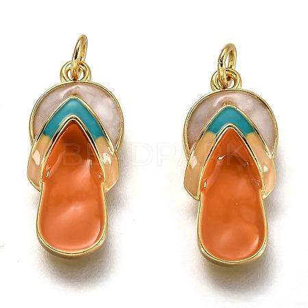 Brass Enamel Pendants KK-B026-25G-1