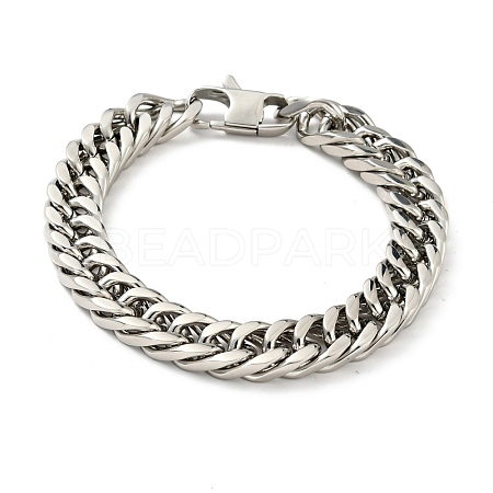 Non-Tarnish 201 Stainless Steel Cuban Link Chains Bracelet for Men Women BJEW-H550-03B-P-1