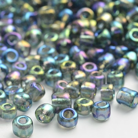 Transparent Colours Rainbow Round Glass Seed Beads X-SEED-A007-3mm-172-1