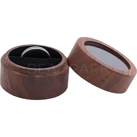 Walnut Wooden Engagement Ring Boxes CON-WH0072-87-1