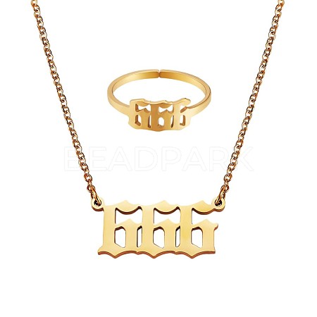 Number Pendant Necklace & Open Cuff Ring JX200A-1