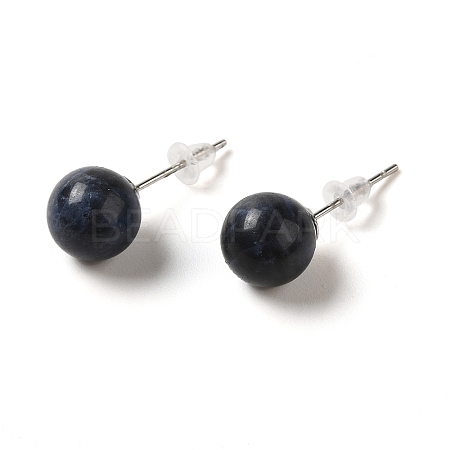 Natural Lapis Lazuli Stud Earrings X-G-B075-02P-08-1
