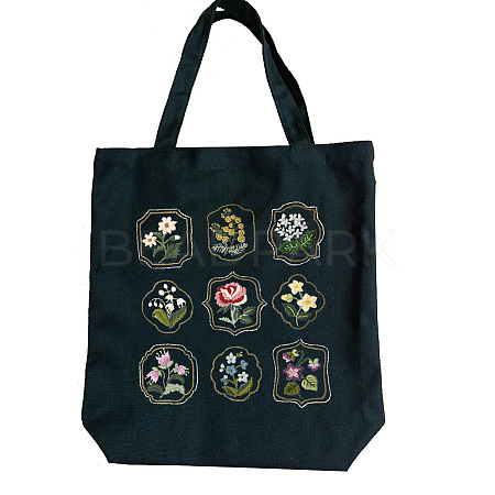DIY Flower Pattern Tote Bag Embroidery Kit PW22121375501-1