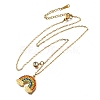 304 Stainless Steel Rhinestone Rainbow Pendant Necklaces for Women NJEW-U043-03G-4
