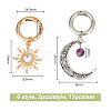 12Pcs 6 Styles Sun & Moon Alloy Shoe Charms HJEW-DR00003-2