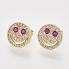 Brass Micro Pave Cubic Zirconia Stud Earrings EJEW-S201-193-2