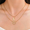 304 Stainless Steel Double Layered Sun Moon Pendant Necklaces NJEW-Z081-02G-1