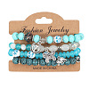 4Pcs Bohemian Style Alloy & Glass & Acrylic Charm Bracelets Set WG8E884-07-2