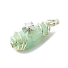 2Pcs Electroplated Natural Quartz Crystal Dyed Copper Wire Wrapped Pendants PALLOY-JF03172-02-4