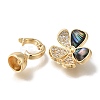 Brass Black Lip Shell Fold Over Clasps KK-K389-137G-2