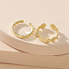 2Pcs Adjustable Retro Iron Flower Cuff Toe Ring Sets II7704-2