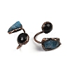 Brass with Mixed Gemstone Cuff Rings RJEW-Z112-01R-5