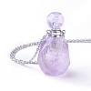 Natural Amethyst Openable Perfume Bottle Pendant Necklaces NJEW-G325-01P-2