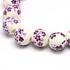 Handmade Flower Printed Porcelain Ceramic Beads Strands PORC-M007-10mm-11-1