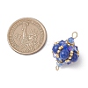 Synthetic Turquoise & Natural Carnelian & Yellow Jade & Malaysia Jade & Tiger Eye Round and Glass Seed Beaded Lantern Links Connector Charms PALLOY-MZ01176-3