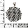 Tibetan Style Flower Alloy Round Pendant Cabochon Settings TIBEP-Q055-09AS-RS-3