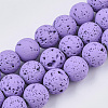 Spray Painted Natural Lava Rock Beads Strands G-N0324-C-06-1