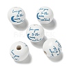 Printed Wood European Beads WOOD-G022-20E-1