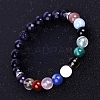 Natural & Synthetic Mixed Gemstone Beaded Stretch Bracelets PW-WG74486-01-1