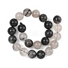 Natural Tourmalinated Quartz/Black Rutilated Quartz Beads Strands G-D361-01A-8-9mm-3