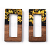 Opaque Resin & Walnut Wood Pendants RESI-N039-37-3