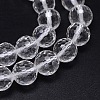 Faceted(128 Facets) Round Grade A+ Natural Quartz Crystal Beads Strands X-G-H1650-8mm-01N-A+-2
