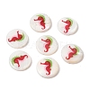 Ocean Printed Natural Freshwater Shell Flat Round Beads SHEL-A006-13J-1