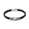 Men's Braided Black PU Leather Cord Bracelets BJEW-K243-59AS-1