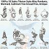 100Pcs 10 Styles Tibetan Style Alloy Pendants TIBEP-CJ0001-52-2